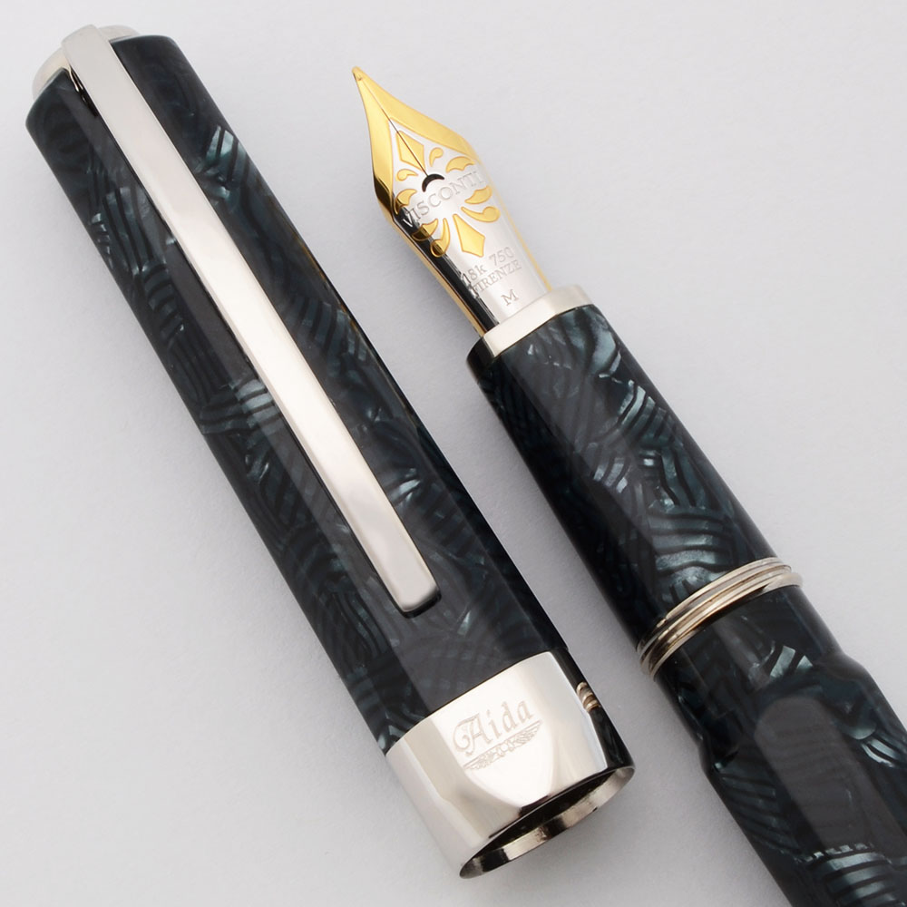 Visconti Aida LE Fountain Pen - Blue Candy Stripe Celluloid, Pd